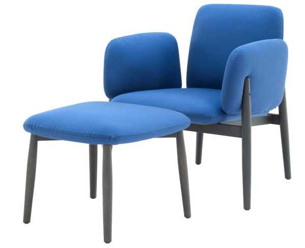upholstered chair in blue color, Japanese fusion