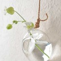glass ball vase with jute rope hanging