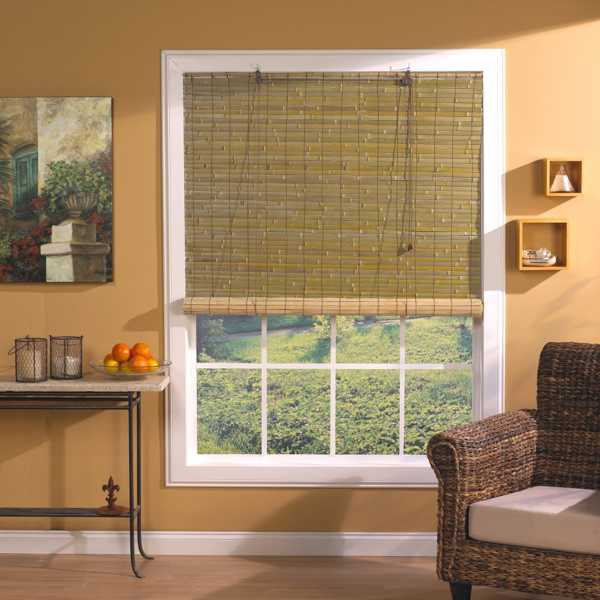 window decoration with bamboo roll-up blinds