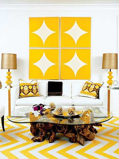 zigzag carpet in white and yellow