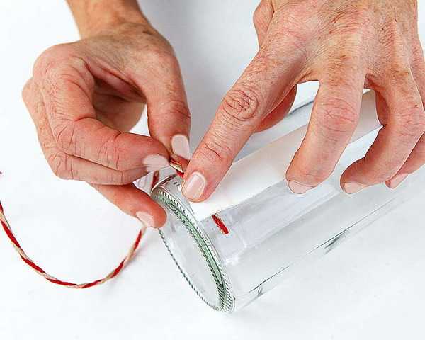 decorative glass bottle with string