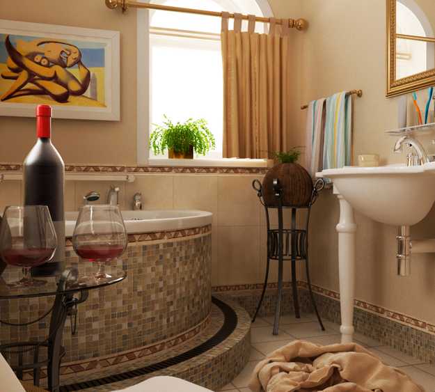 mosaic bathroom design in mediterranean style