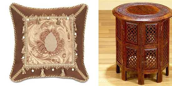  Moroccan cushions and wooden furniture 