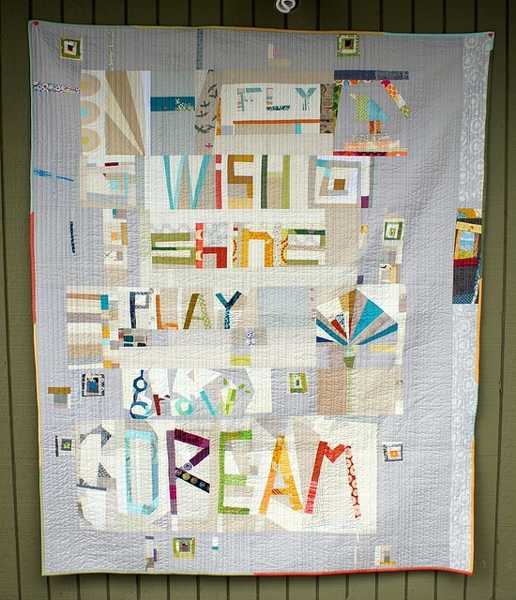 contemporary quilt with letters