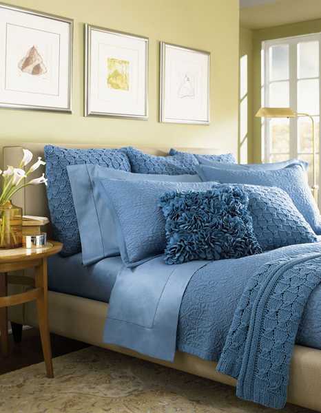 blue beds with textured designs