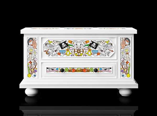 white painted wood chest with drawer