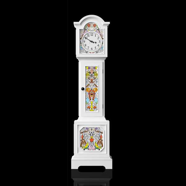 cintage grandfather clock with colorful painting
