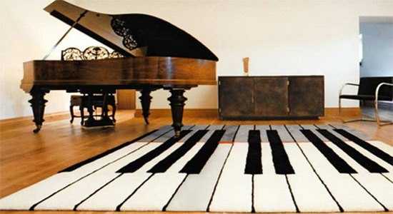 Piano carpet with black and white strips 