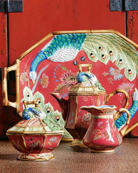 ceramic tea set with floral patterns 