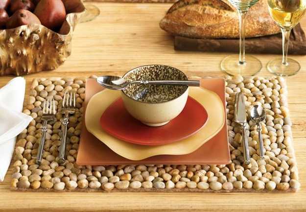 handmade mat with pebbles