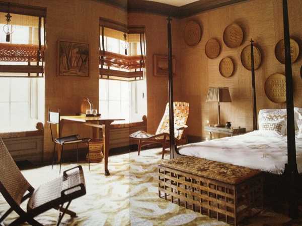 ethnic interior design with basket plates