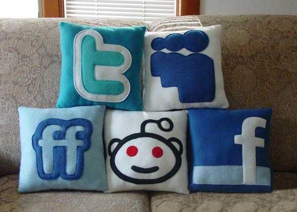 throw pillow Internet social media buttons