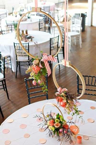 hanging decorations with wooden embroidery rings