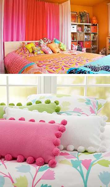 decorative pillows in bright colors
