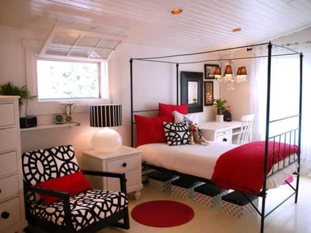 red and white bedroom decor