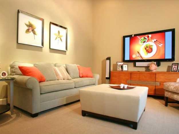 orange accent pillows for decorating the living room