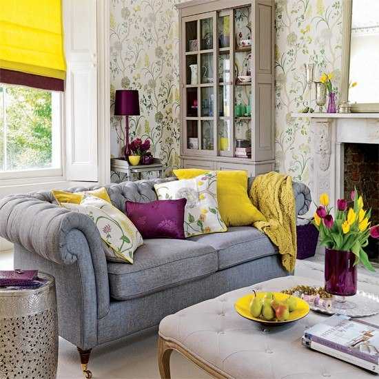 yellow window curtain and decorative pillowd for living room decor