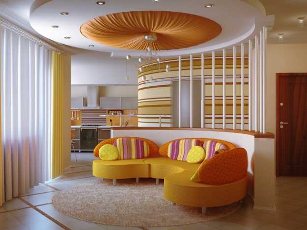 modern living room with yellow sifa Cushion