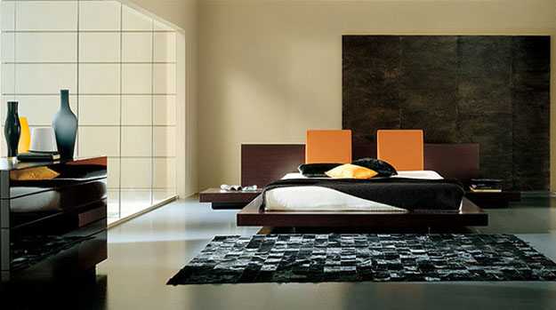 bedroom decor in minimalist style with furniture LOE