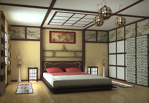 bedroom design with low bed japanese style