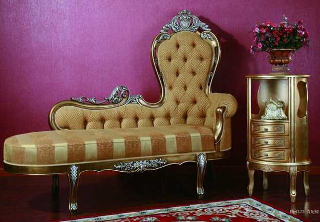 classic room decorate with chaise lounge chair in yellow gold