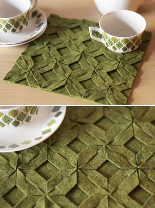 placemats with braided floral designs