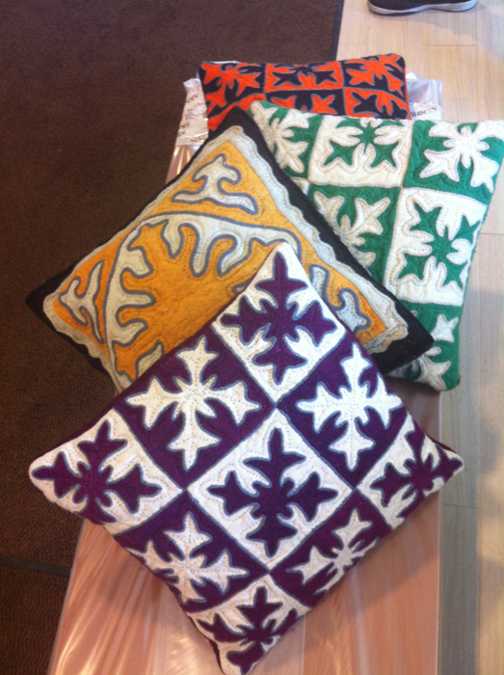  colorful felt pillow with applications 