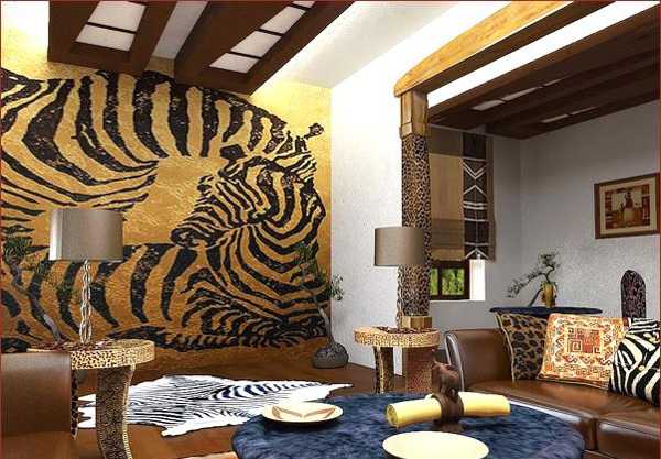 zebra carpet and wlal decoration with African animal print