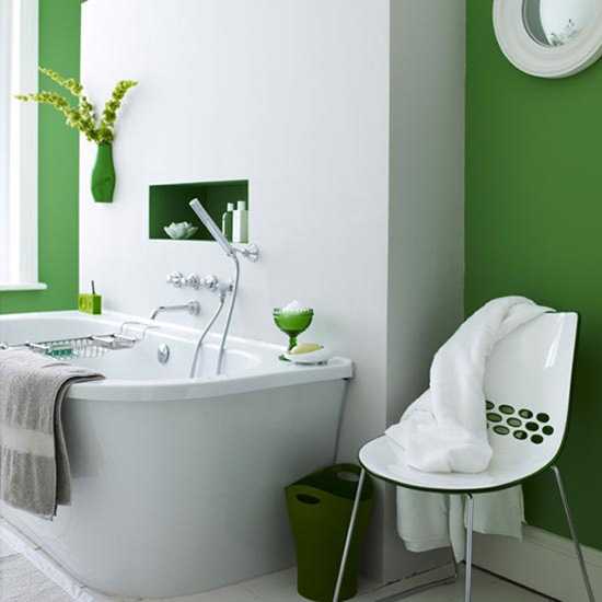 white and green bathroom design