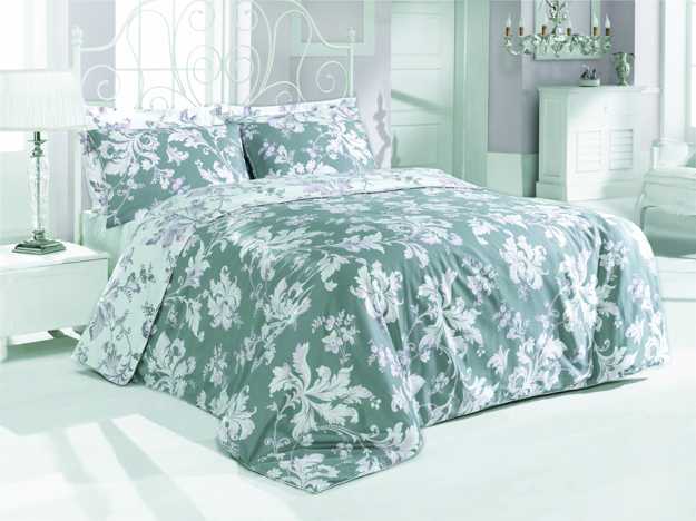lime green and white floral bedding set