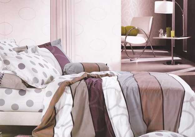 brown and white bedding set