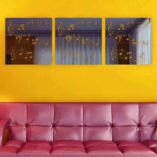 decorative wall mirror on yellow wall