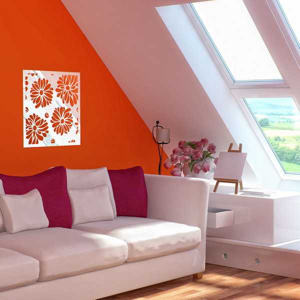 decorative wall mirror on red wall