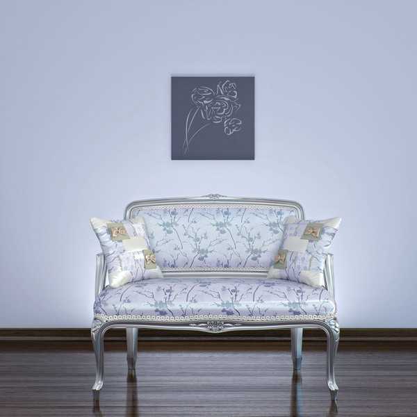 Interior decor in neutral colors with wall mirrors and laser-cut design