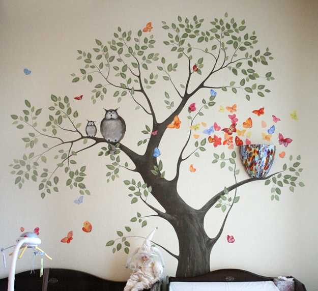 mural with tree and birds