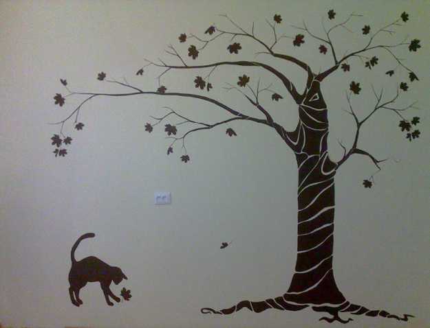 black cat under tree Wall Decal
