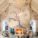 fire wall decoration with tree painting