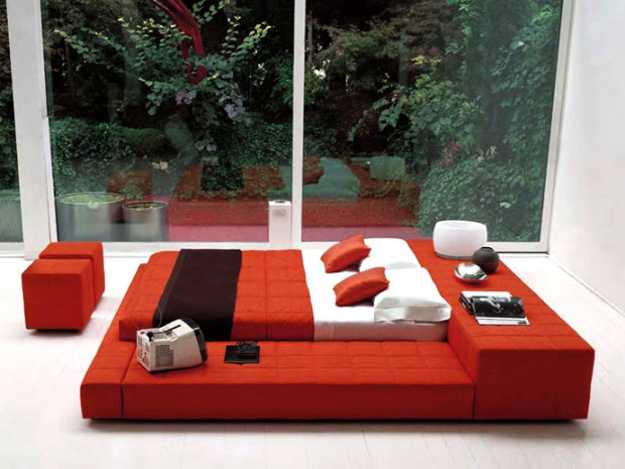 bedroom furniture in red color