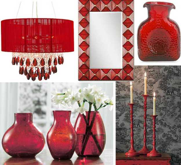 modern home decor items in red colors 