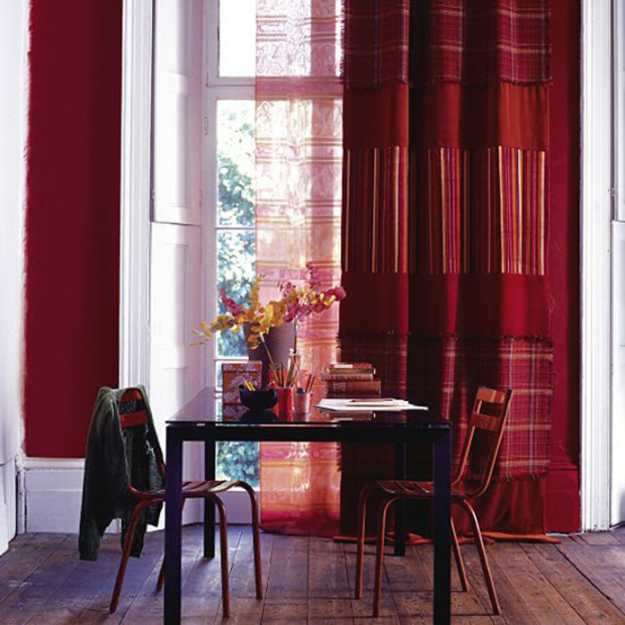 red window curtains