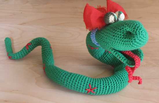  crocheted snake, soft toys and unique gift 