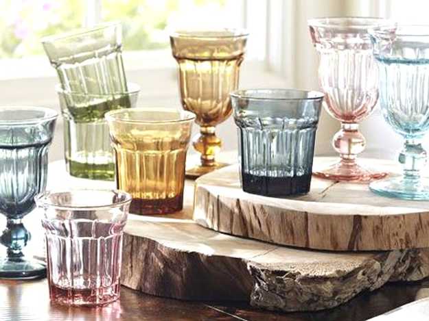 colored glass tableware