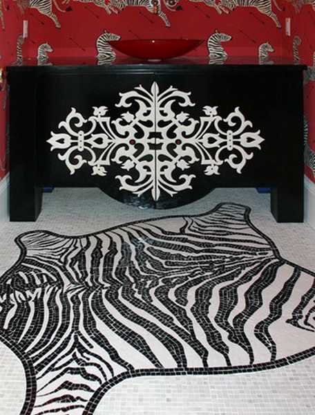 zebra carpet for bathroom decoration in black and white