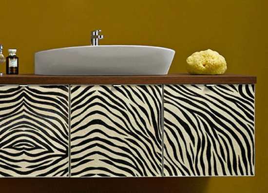 bathroom vanity with zebra print