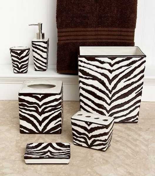 bathroom accessories with zebra print