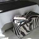 bedroom furniture, upholstered ottomans with zebra stripes