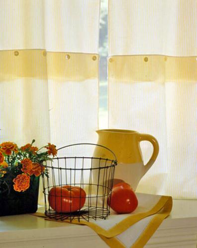 white and yellow kitchen curtains Country Style