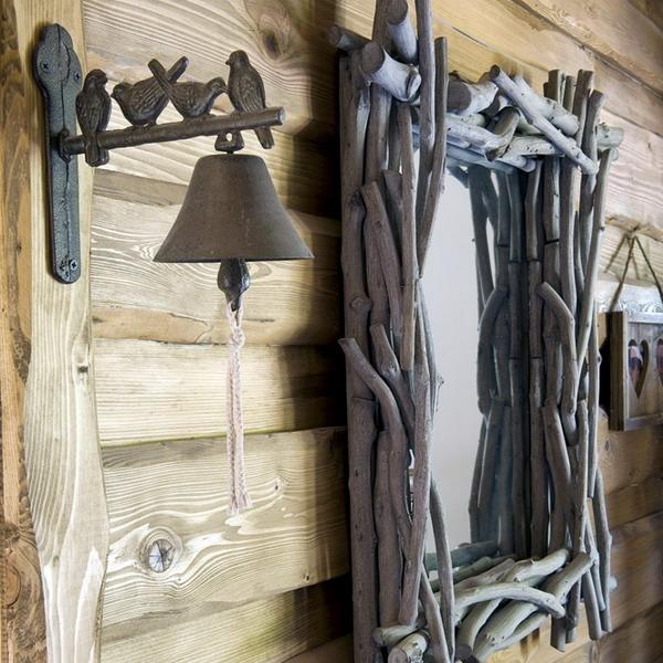  Cottage bathroom decoration, wall mirros frame made of branches 