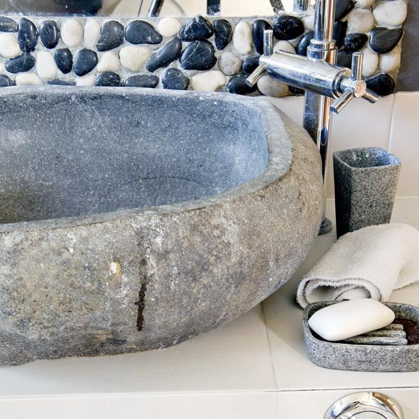Stone decorate sink for Landhaus Bad