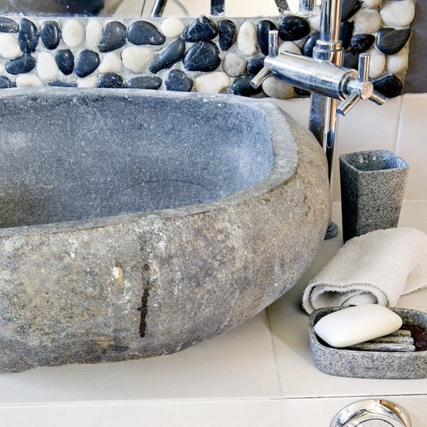 Stone decorate sink for Landhaus Bad